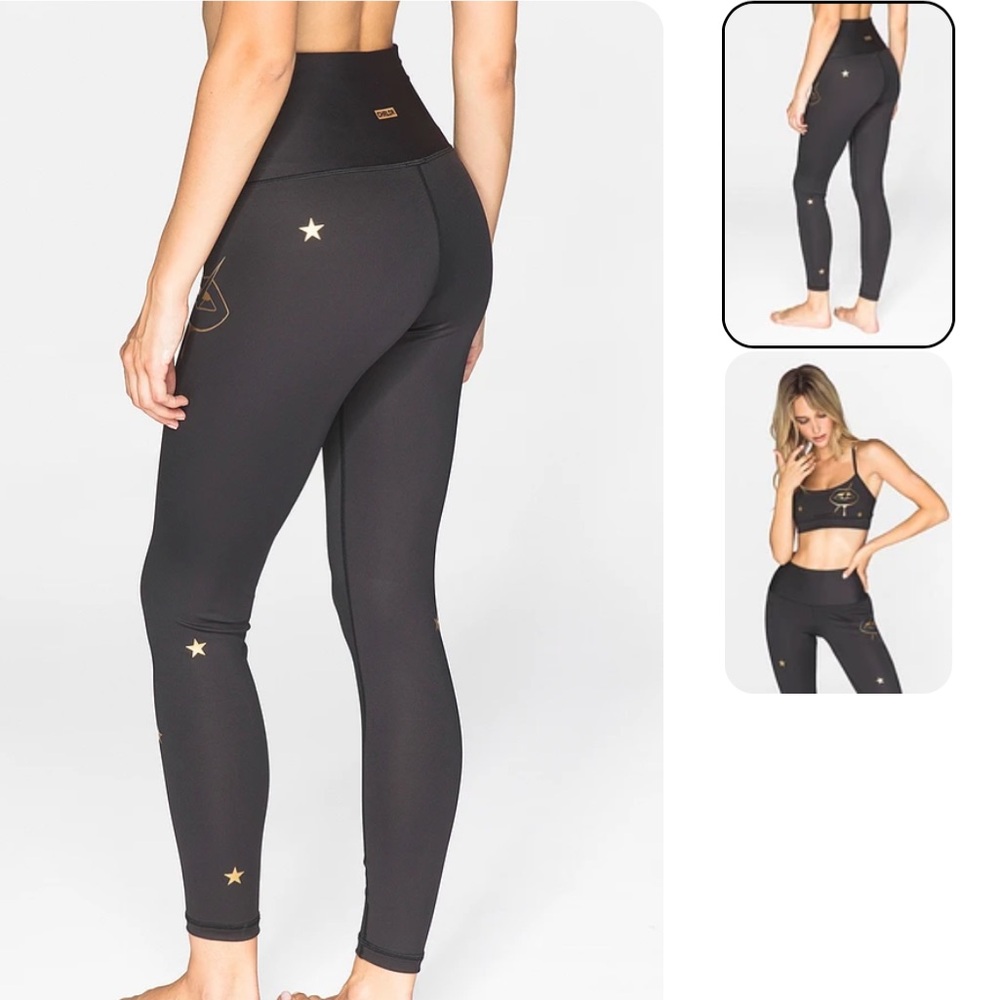 CHRLDR Black Gold Lips Leggings- Small